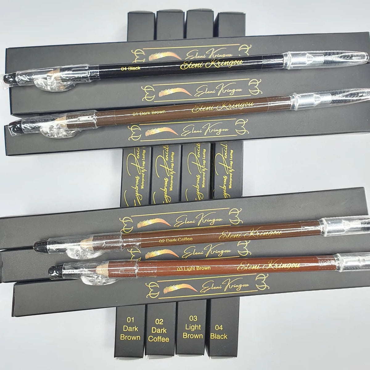Eyebrows Pencil with Sharpener & Brush - Waterproof & Long Lasting