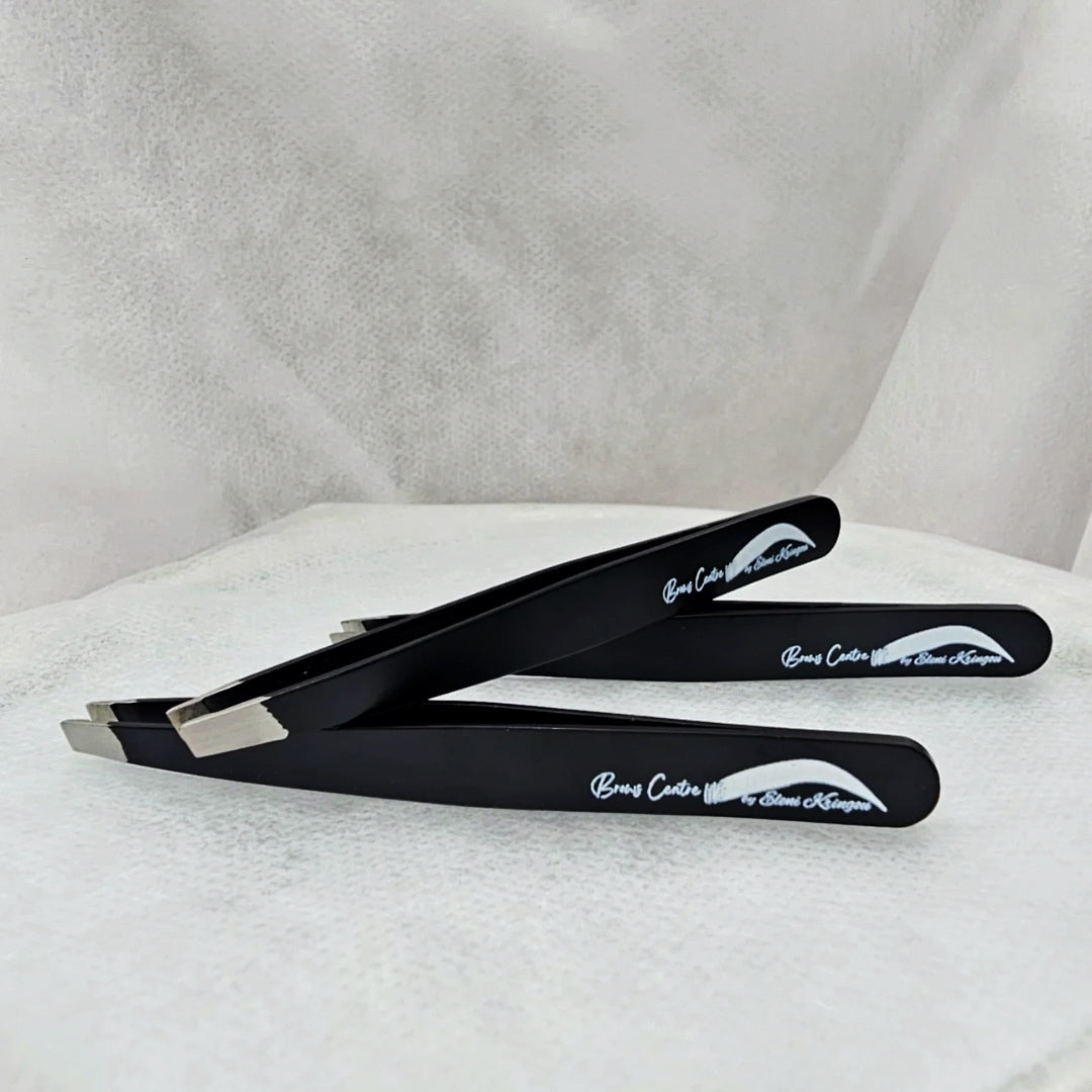Precision Eyebrow Tweezers (Slant Tip) Stainless Steel